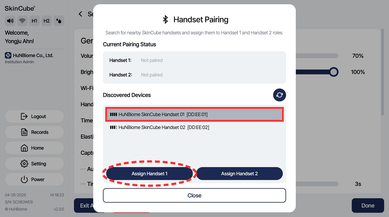 Assigning a handset