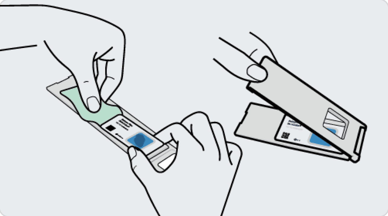 Peel off the backing on the film, attach it to the cartridge and close the cartridge fully.