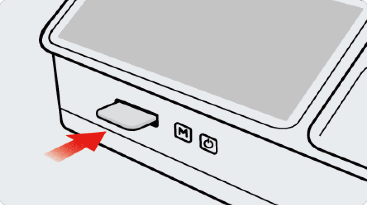 Insert the cartridge into the slot on the main unit and press the measure button (M) on the main unit. After about 5 seconds, check the 'Oil' value at the upper right of the screen.